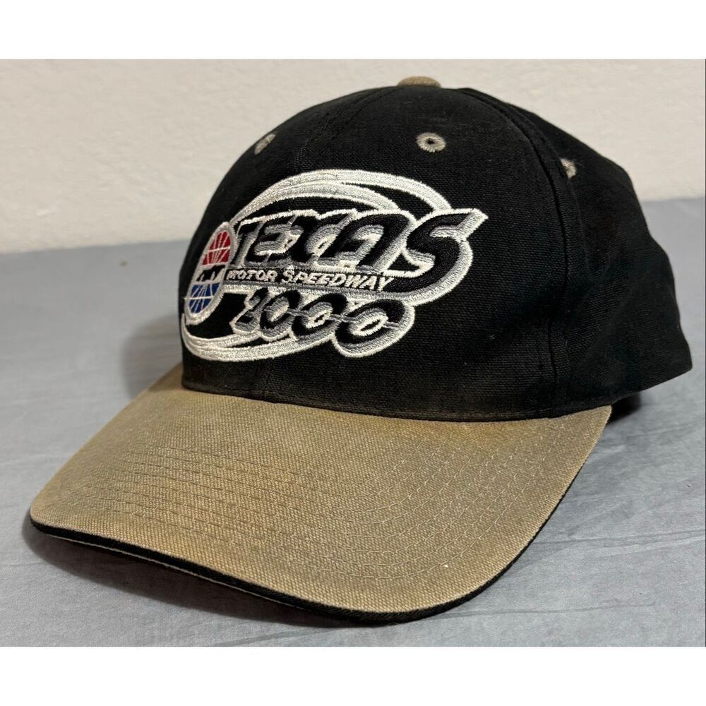 Texas Motor Speedway Hat Mens Tan Black Vintage 2000 Y2K Adjustable Snapback Cap